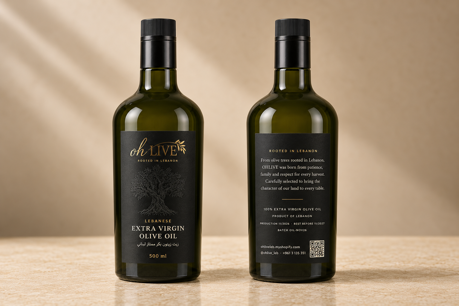 OHLIVE Premium Black Edition Olive Oil 500 ml | Lebanon